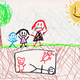 In Ryan's depiction, Daddy gets to play with Ryan's teddy bear, Porky, while in his cool underground box.